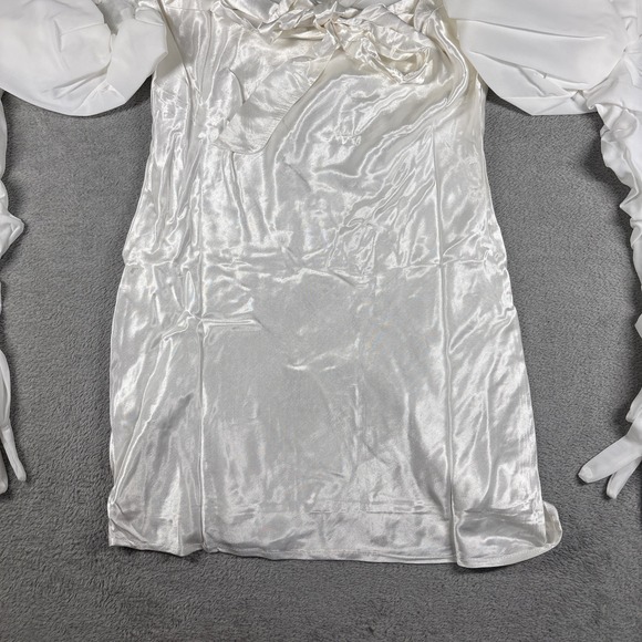 NWT For Love & Lemons Hazel White Satin Mini Dress With Gloves Size XS - Picture 12 of 12